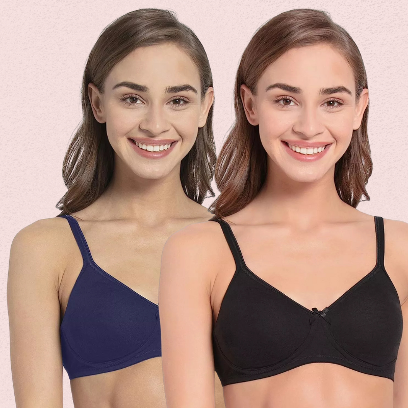 Ultra-Soft Cotton Non-Wired Bra for Women – Set of 2