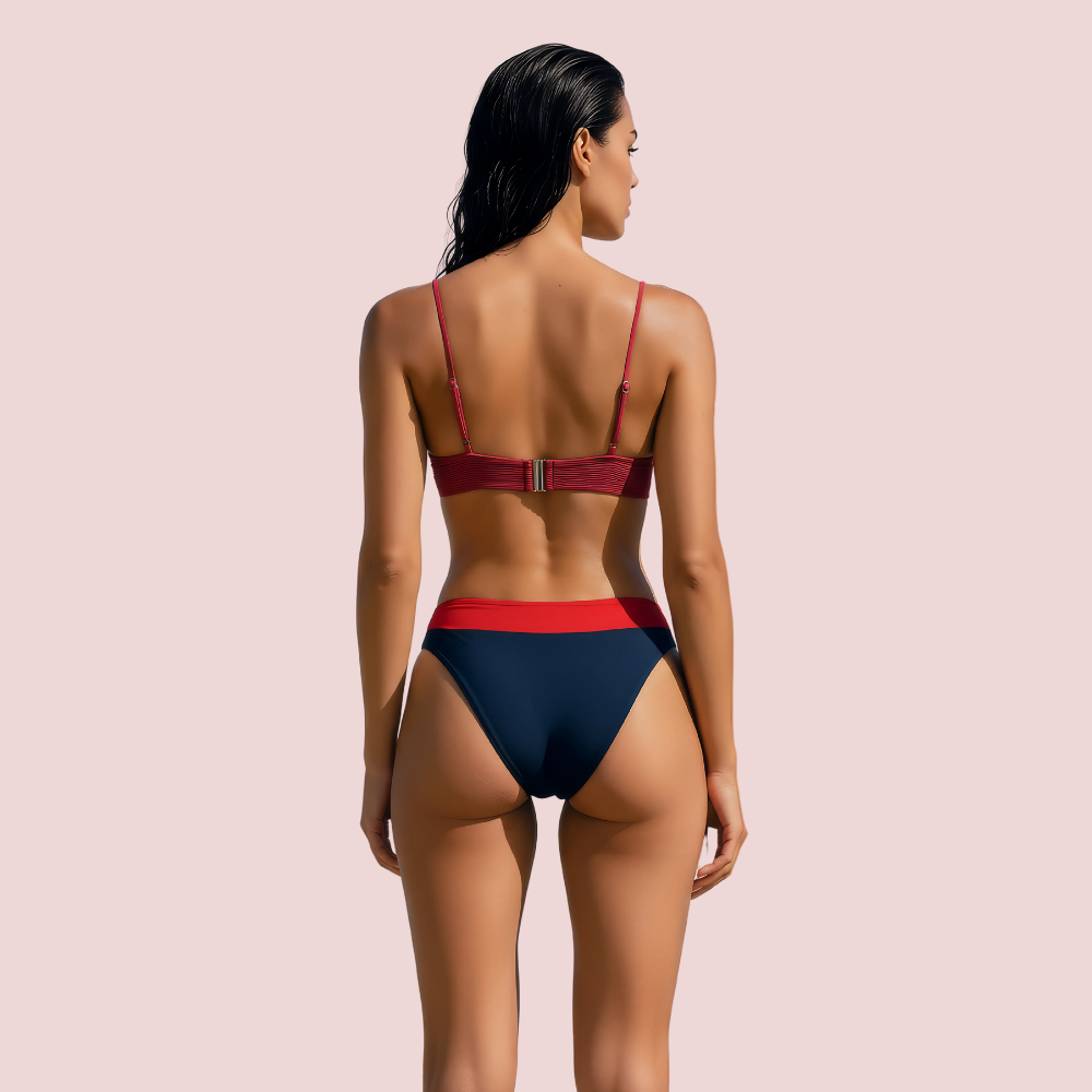 Sporty V-Neck Bralette Bikini Topa with Thin Straps (Top Only)