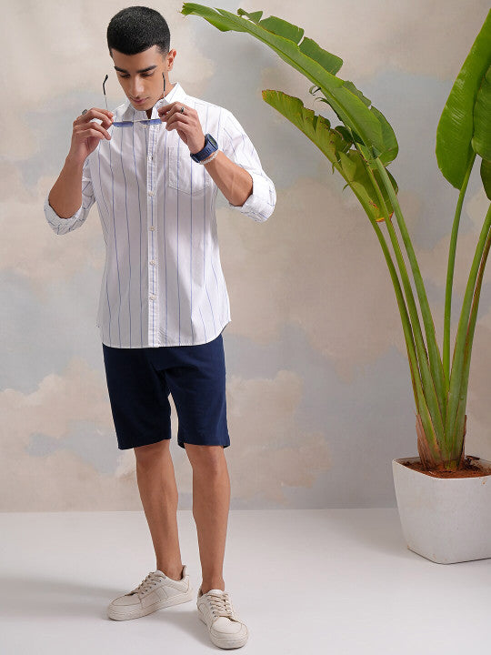 CRISP MINIMALISM | Tokyo Talkies Sheer Striped Shirt