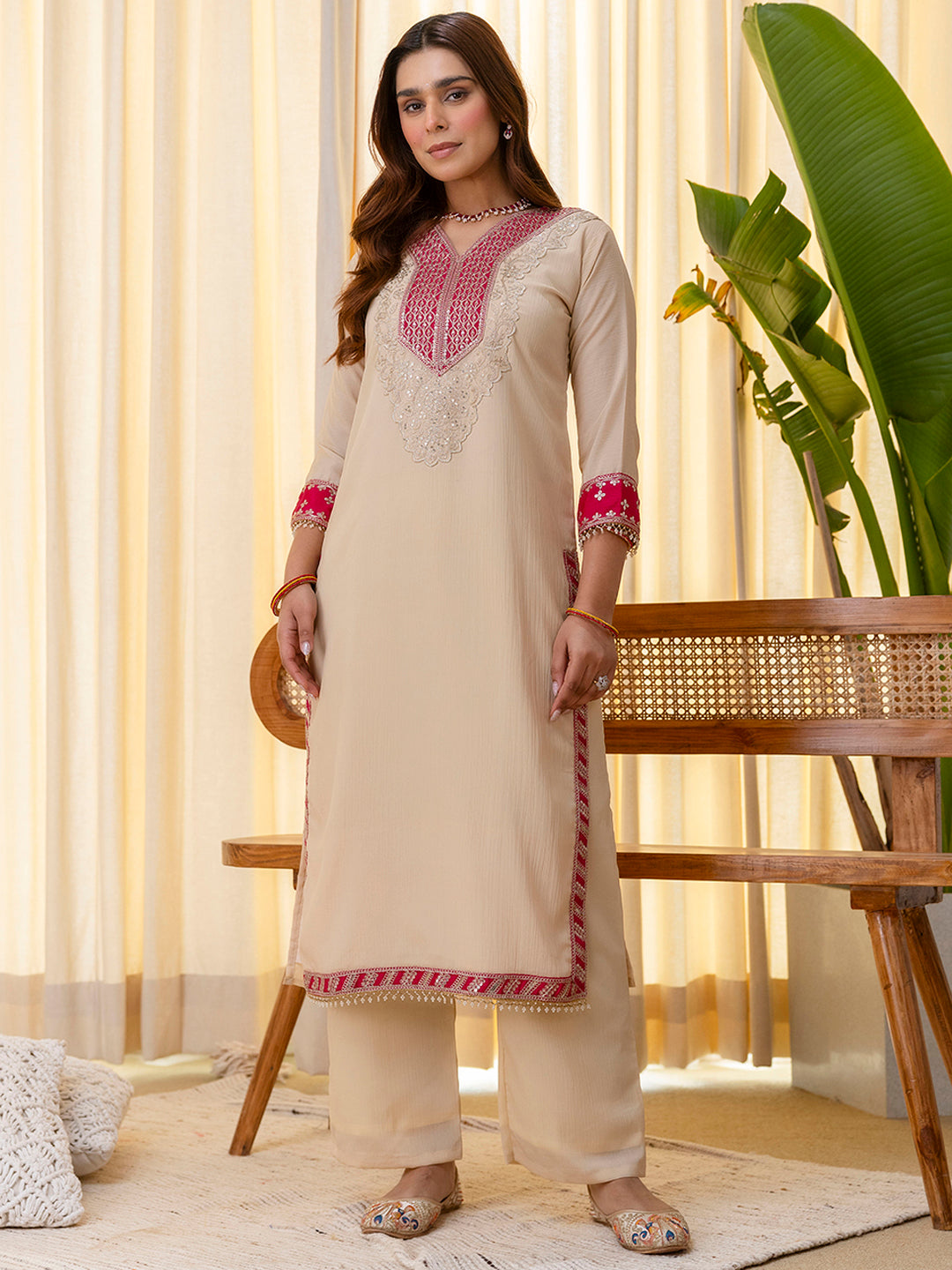 Niyati Cream Embroidered Kurta Set
