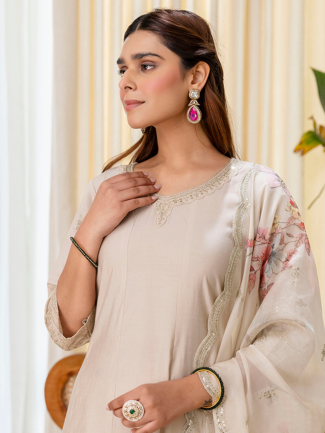 Vireya Grey Embroidered Kurta Set