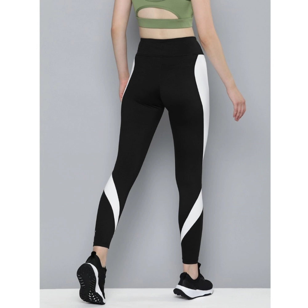 Generic Women's Polyster Solid Sport Leggings (Black &amp;amp; White)