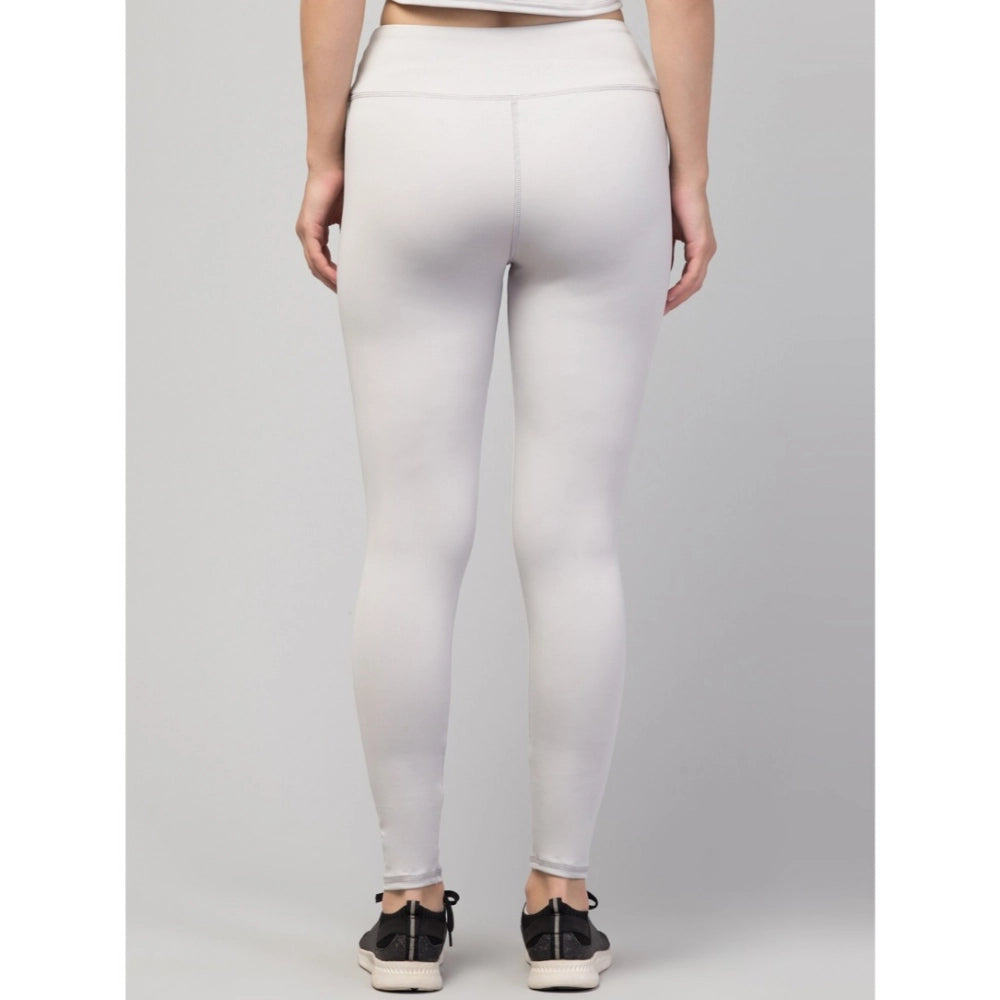 Generic Women's Polyester Solid Ankle Length High-Rise Tights (Light Grey)