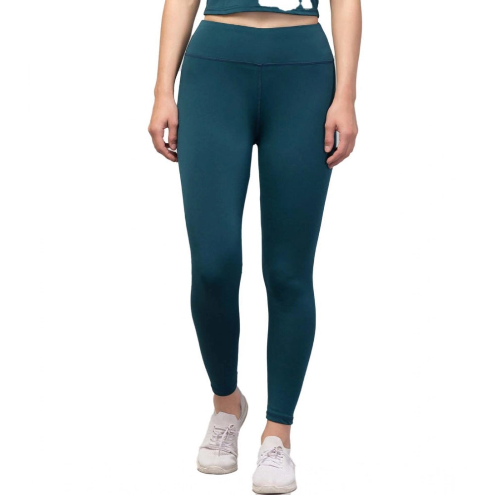 Generic Women's Polyester Solid Ankle Length High-Rise Tights (Green)