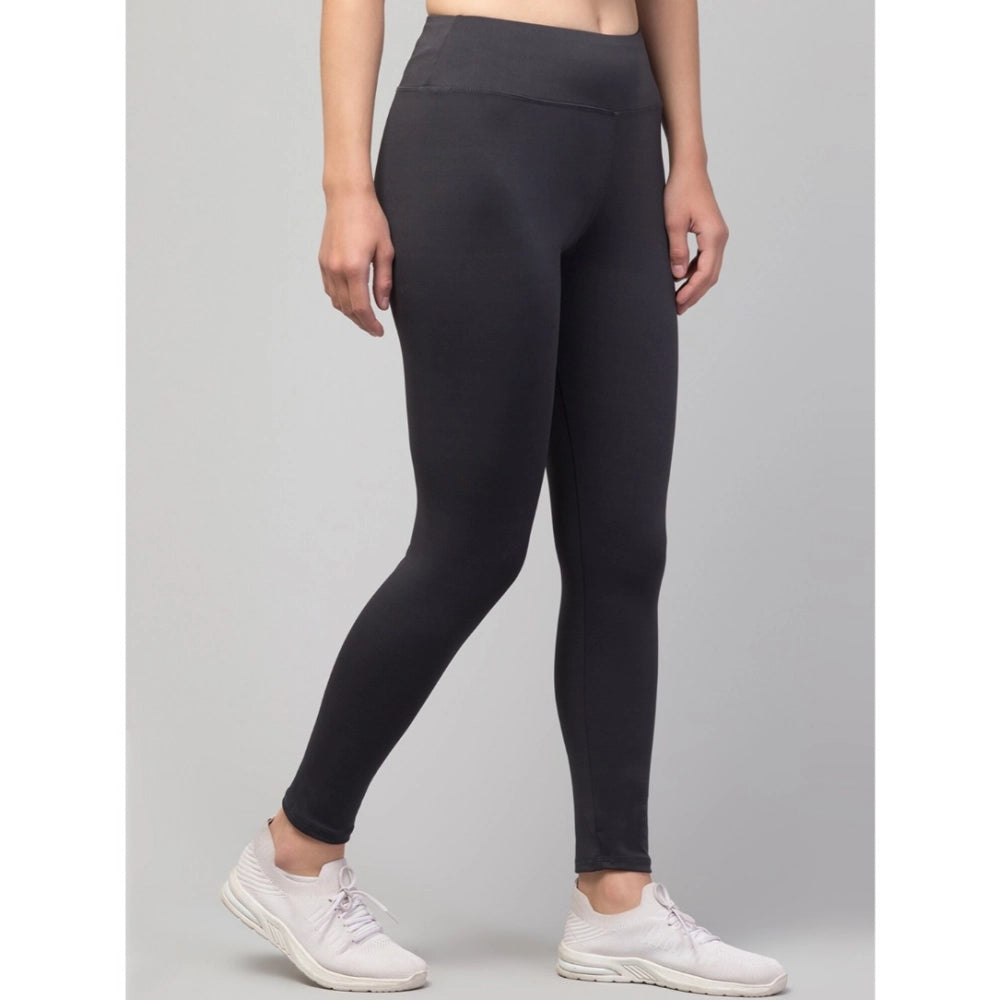 Generic Women's Polyester Solid Ankle Length High-Rise Tights (Grey)