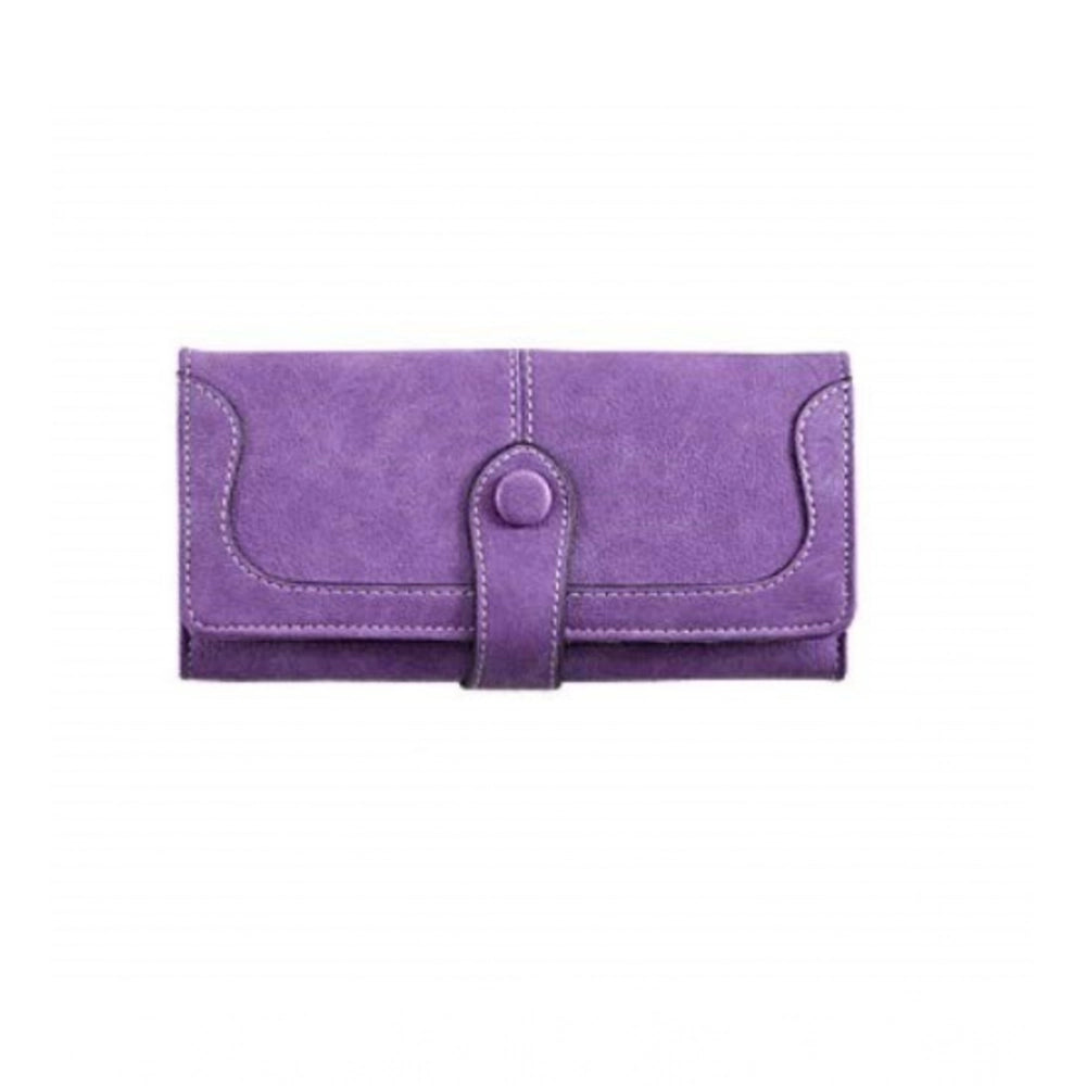 Generic Women's Faux Leather Medium Snap Button Wallet (Purple)