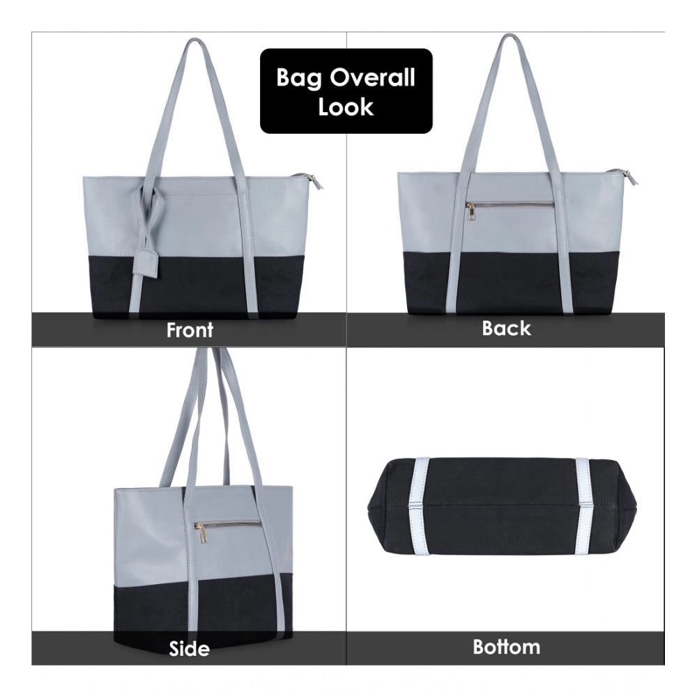 Generic Women's Faux Leather Large Shoulder Zipper Handbag (Light Blue)