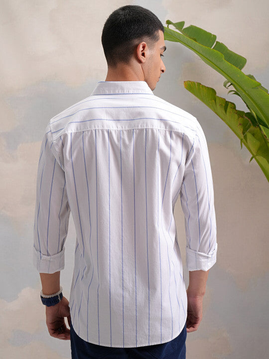 CRISP MINIMALISM | Tokyo Talkies Sheer Striped Shirt