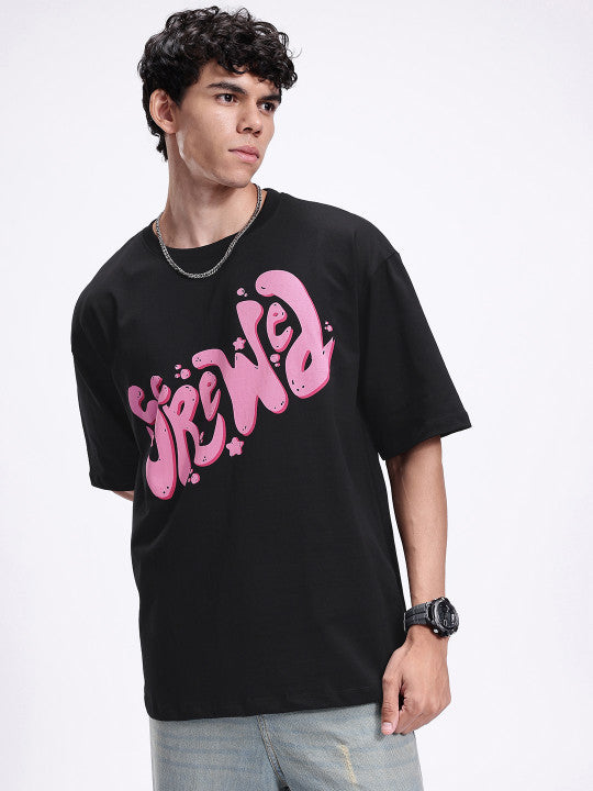 URBAN EDGE | "Screwed" Typography Black Oversized Tee