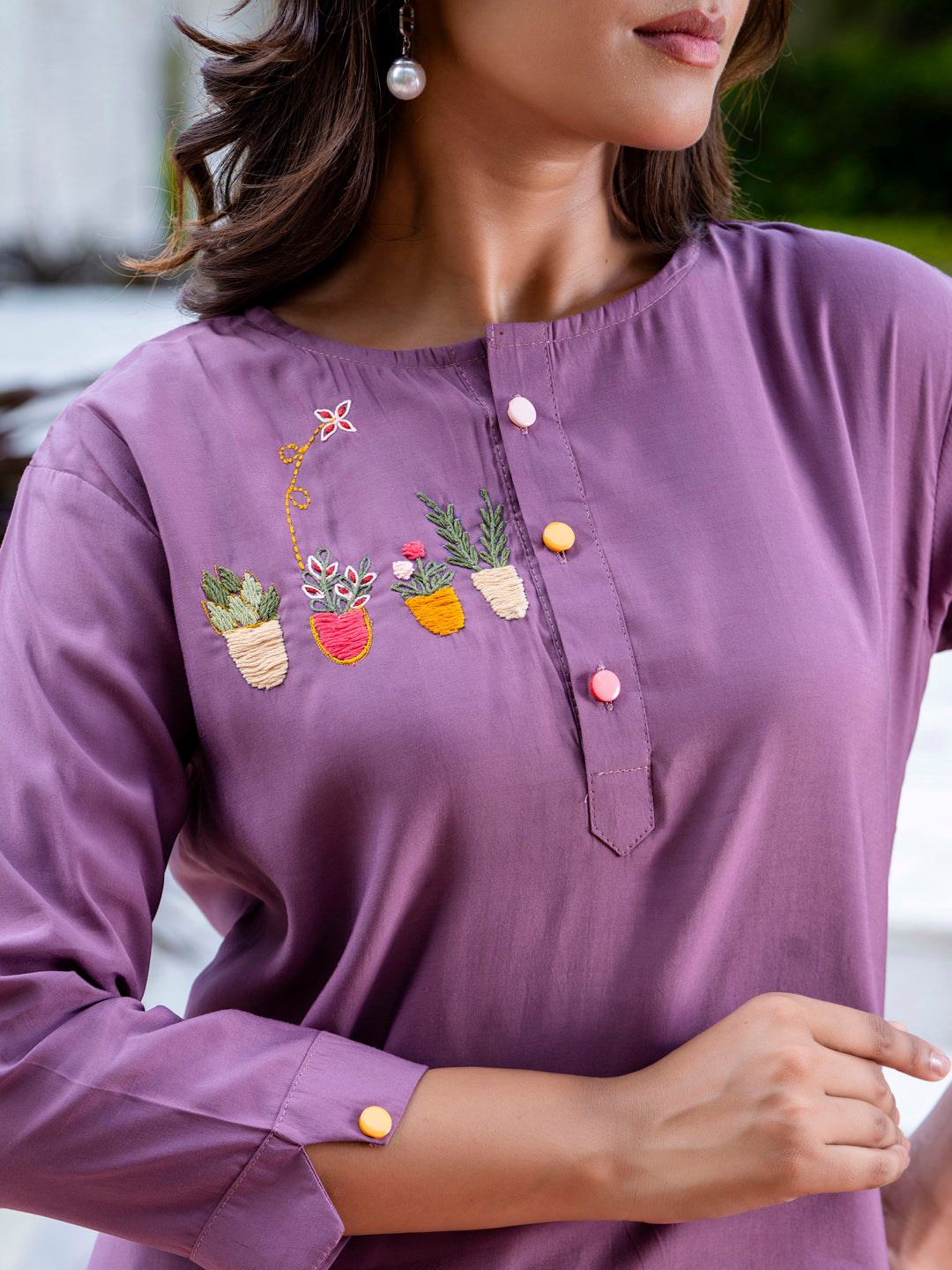 Women’s Hand-Embroidered Silk Blend Co-Ord Set