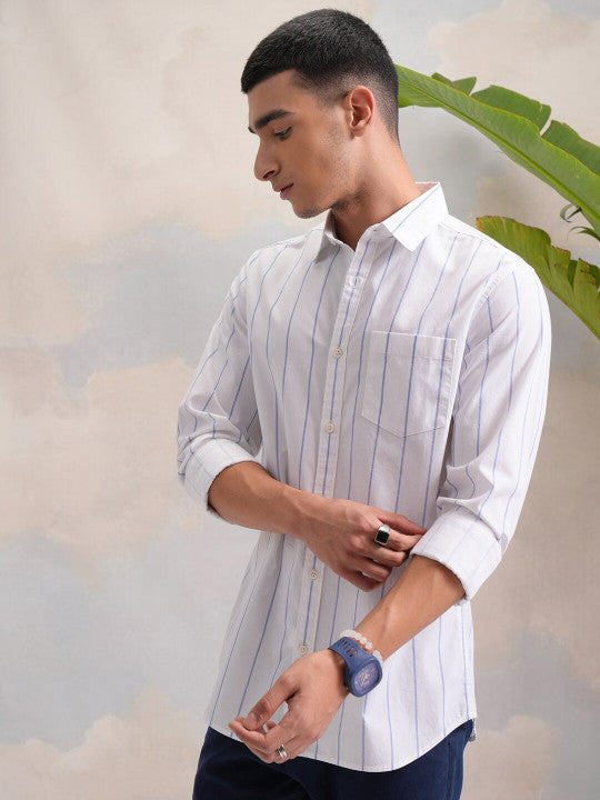 CRISP MINIMALISM | Tokyo Talkies Sheer Striped Shirt