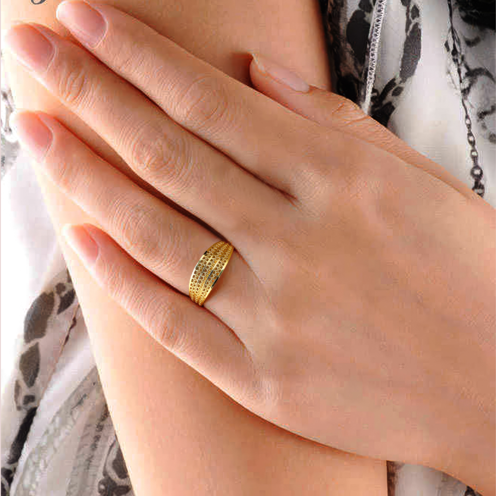 Textured Gold-Plated Band Ring
