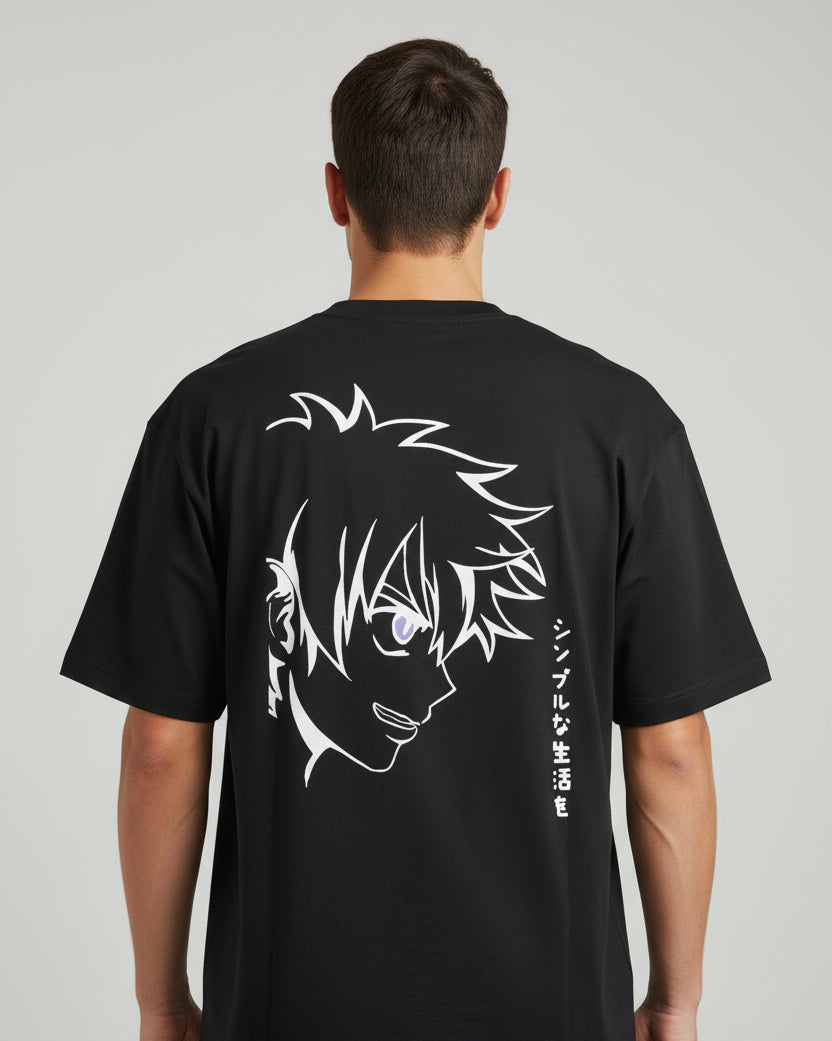 Anime Back Print Oversized Cotton T-Shirt