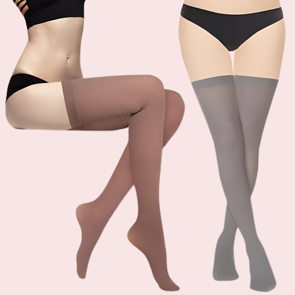 Soft Sheer Thigh-High Stockings – Pack of 2 (Brown &amp; Grey Combo)