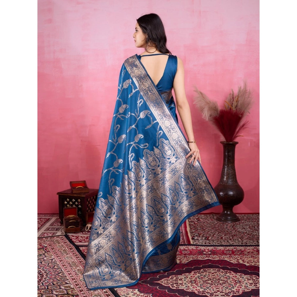 Generic Women's Banarasi Silk Printed Saree With Unstitched Blouse 5.5Mtr (Pinch)