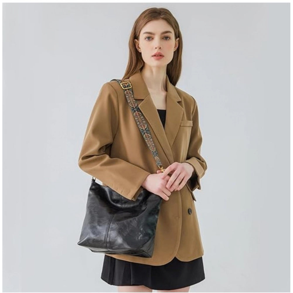 Generic Women's PU Leather Zipper Handbag (Black)