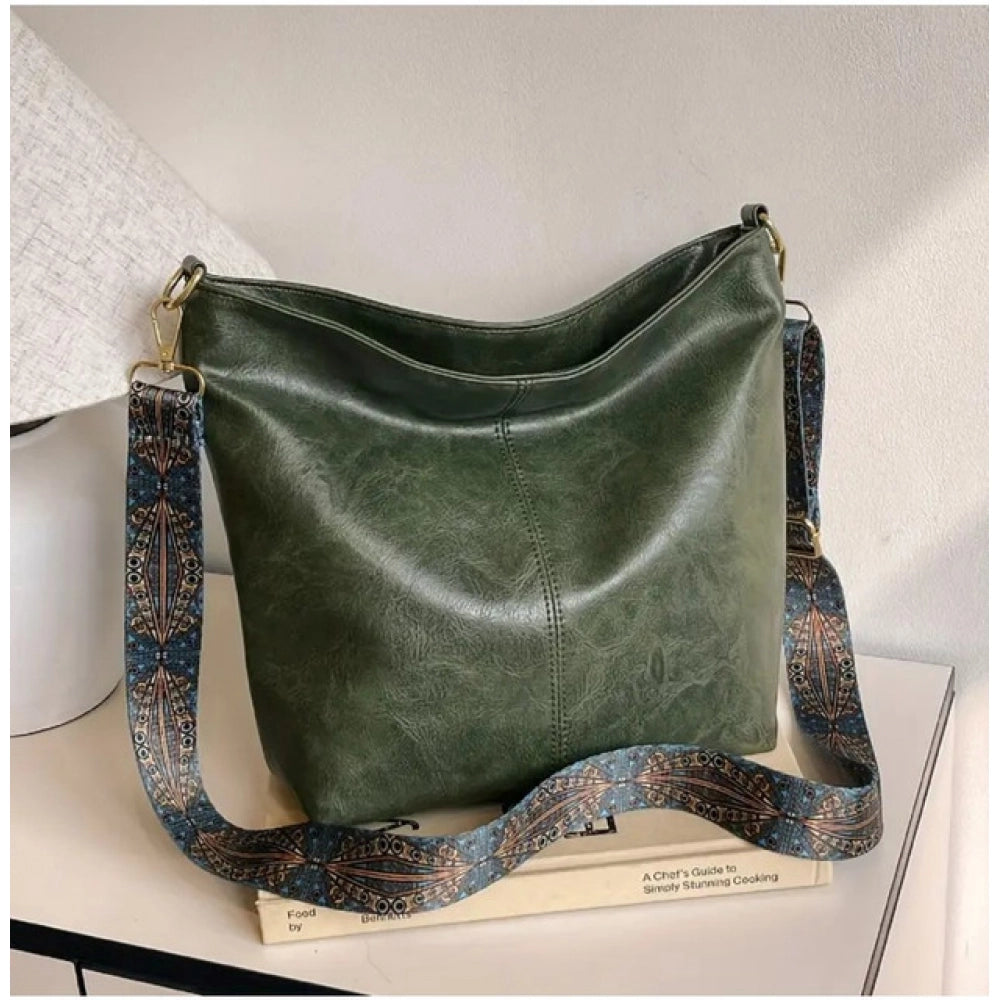 Generic Women's PU Leather Zipper Handbag (Green)