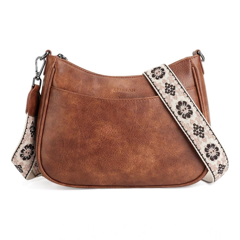 Generic Women's PU Leather Zipper Sling Bag