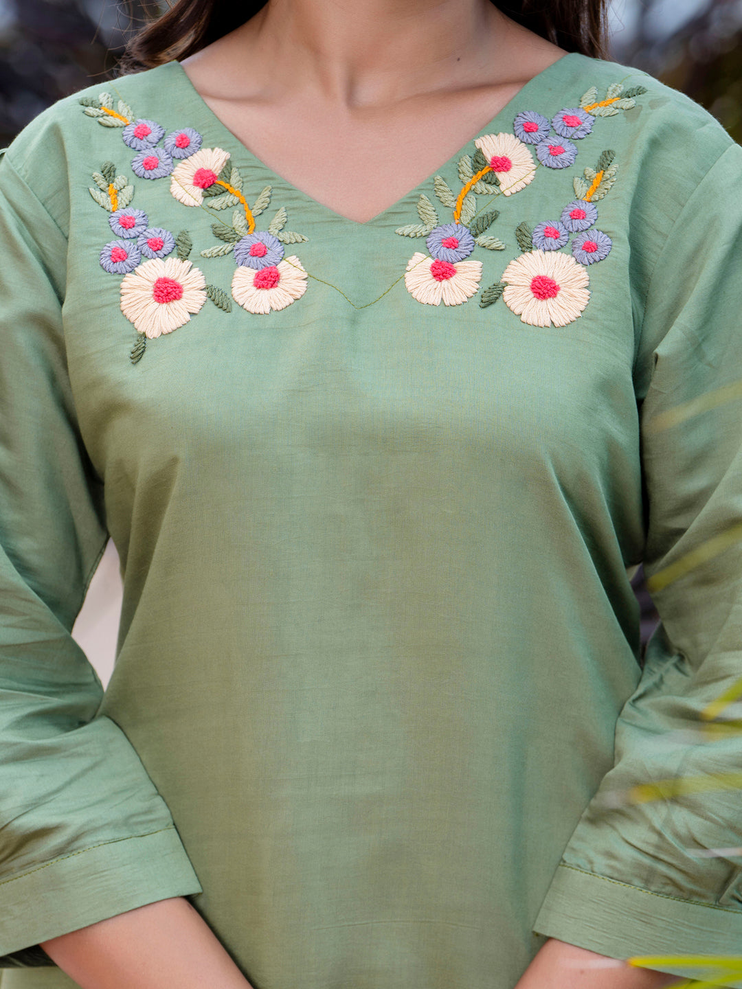 Women’s Hand-Embroidered Silk Blend Co-Ord Set