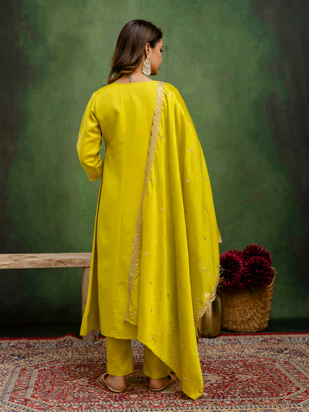 Lalita Lemon Stylish Anarkali Kurta Set – Viscose Rayon with Embroidered Dupatta