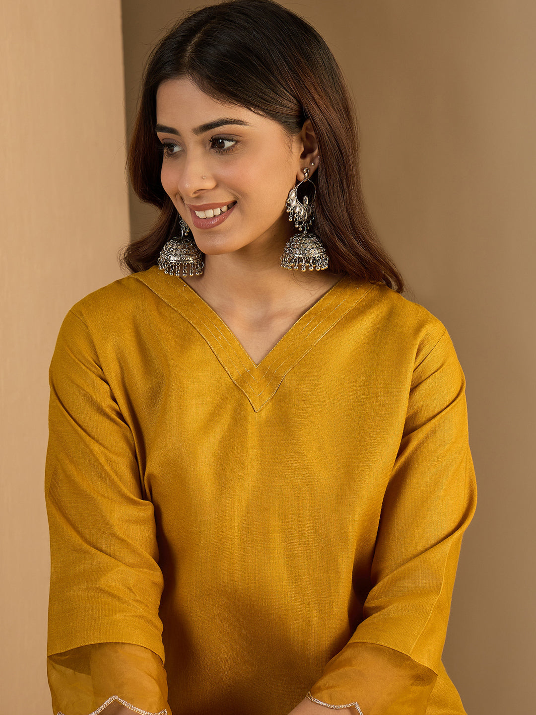 Rani Pink Women Cotton Blend Straight Kurta Pant Set