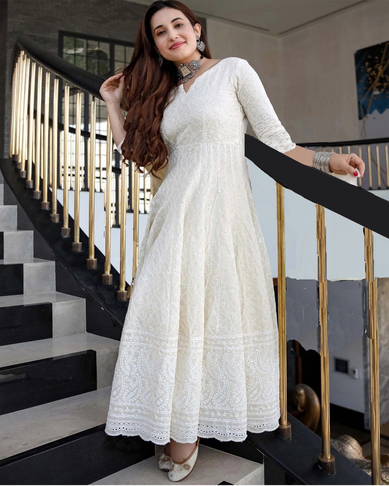 Cotton Sequin A-Line Gown Cut Kurti