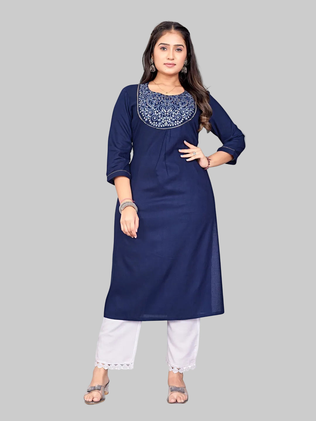 Rayon Embroidered Straight Cut Kurti