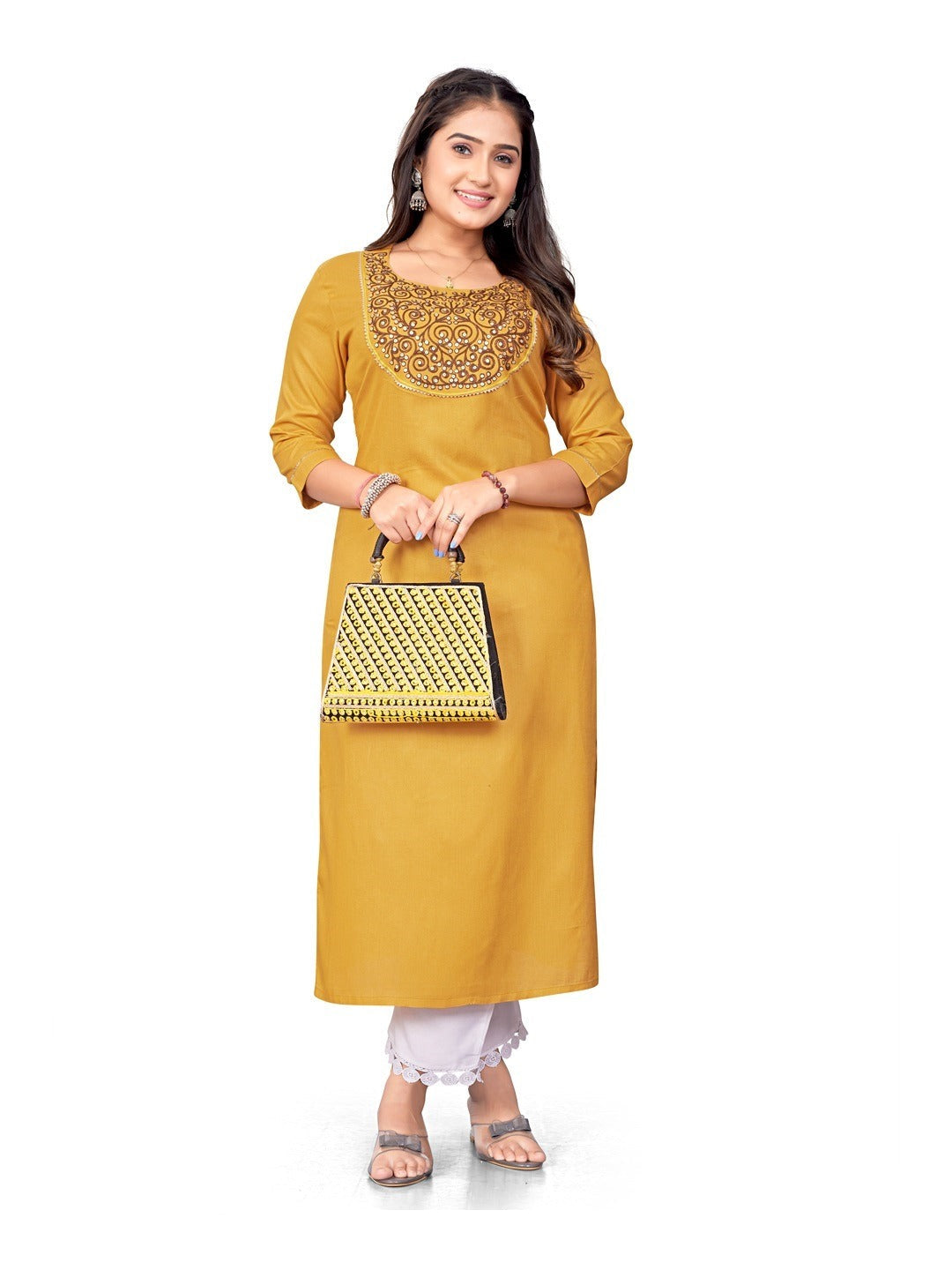 Rayon Embroidered Straight Cut Kurti