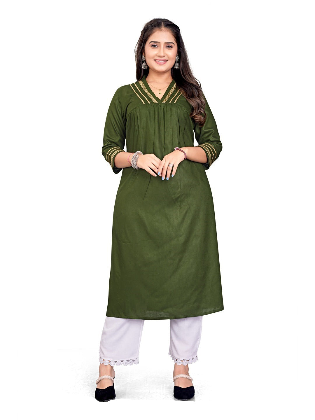 Rayon Embroidered Straight Cut Kurti
