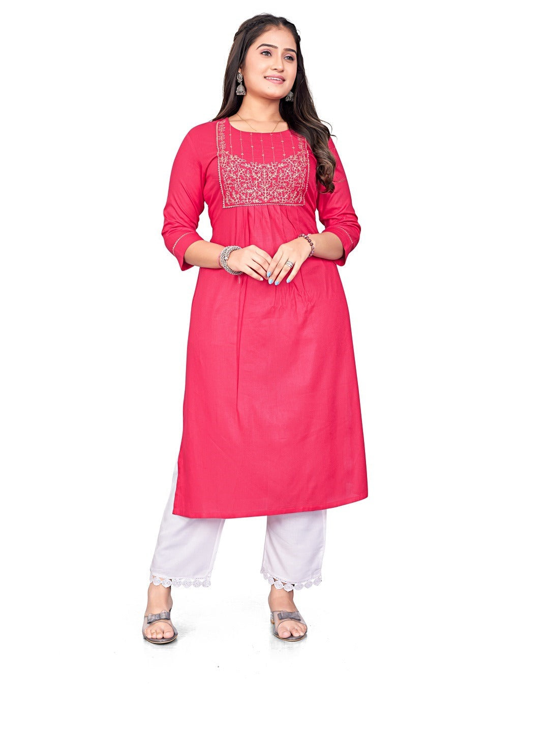 Rayon Embroidered Straight Cut Kurti