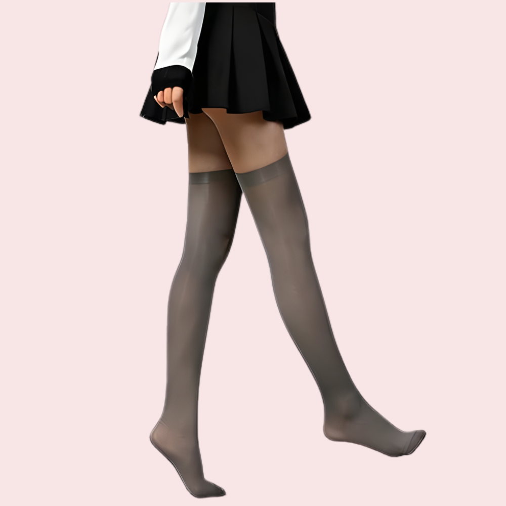 Premium Thigh-High Sheer Stockings – Pack of 2 (Grey &amp; Nude Combo)