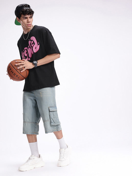 URBAN EDGE | "Screwed" Typography Black Oversized Tee