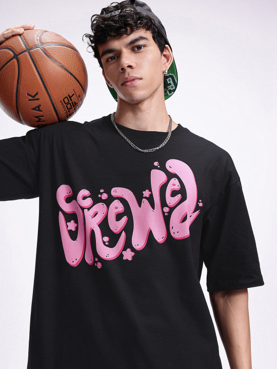 URBAN EDGE | "Screwed" Typography Black Oversized Tee