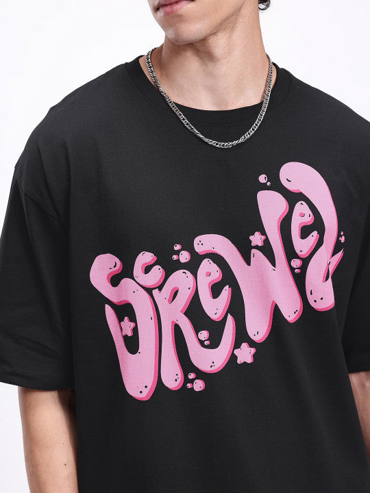URBAN EDGE | "Screwed" Typography Black Oversized Tee