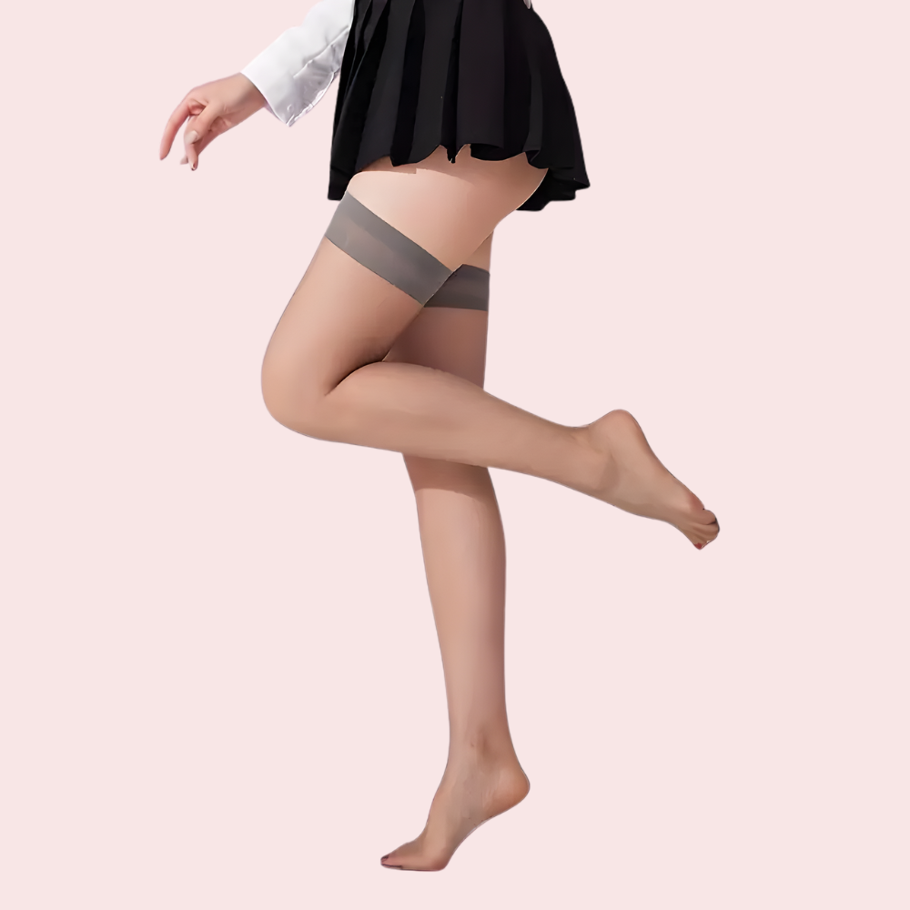 Premium Thigh-High Sheer Stockings – Pack of 2 (Grey &amp; Nude Combo)