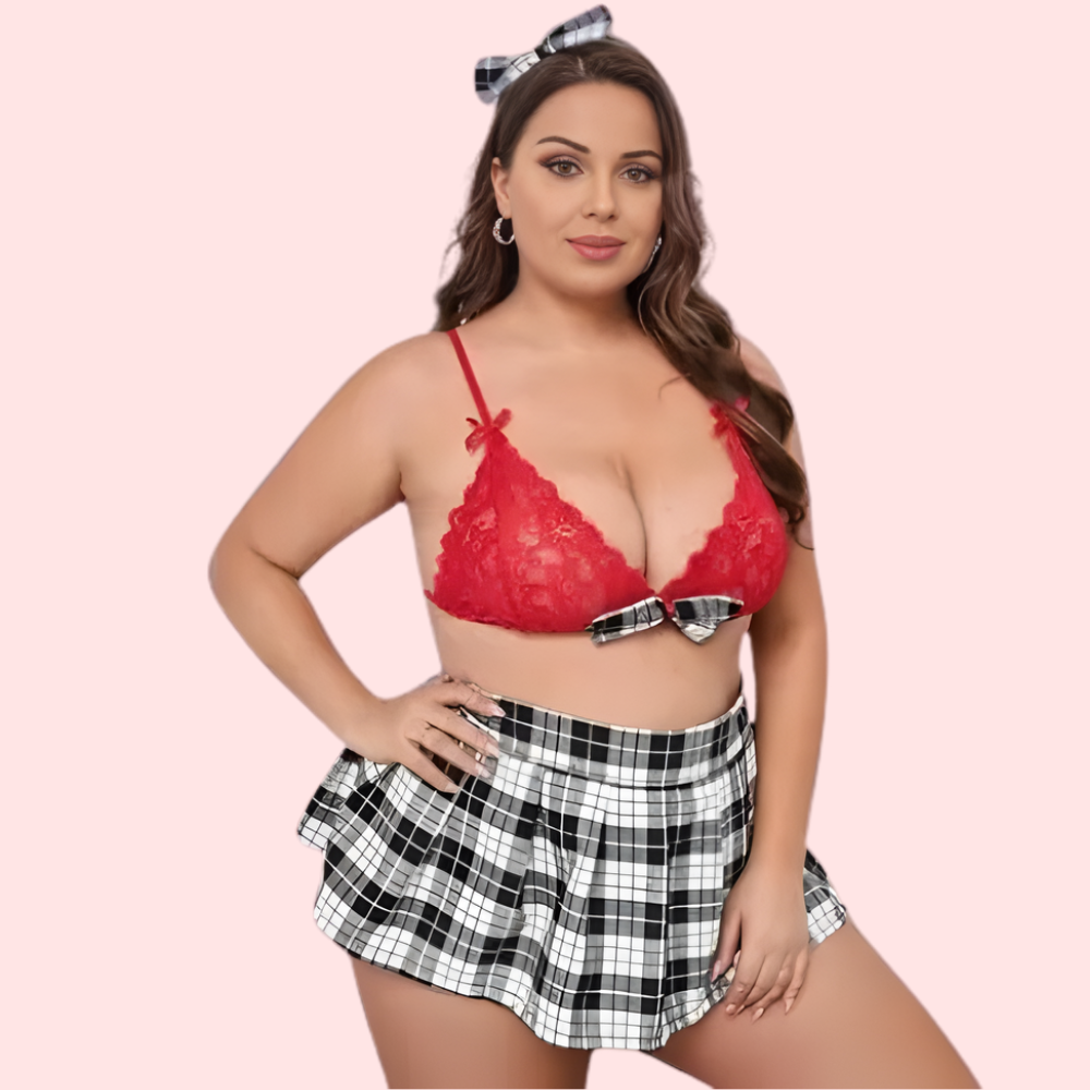 French Daina Sexy Schoolgirl Roleplay Costume with Luxury Panty Gift