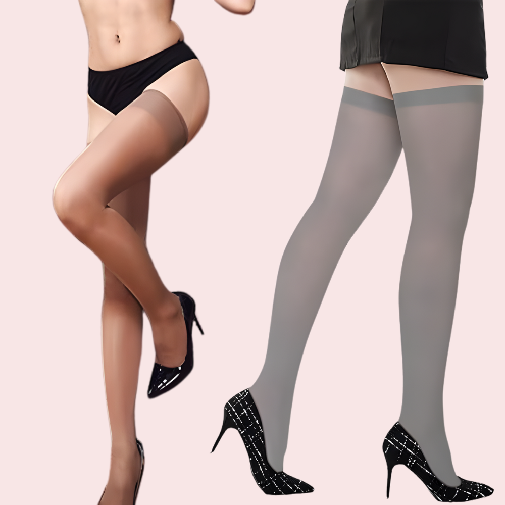 Ultra-Sheer Fashion Stockings – Pack of 2 (Nude &amp; Grey Shades)