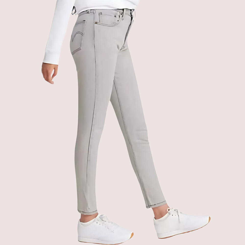 High Rise Skinny Jeans in Gray with Low Stretch