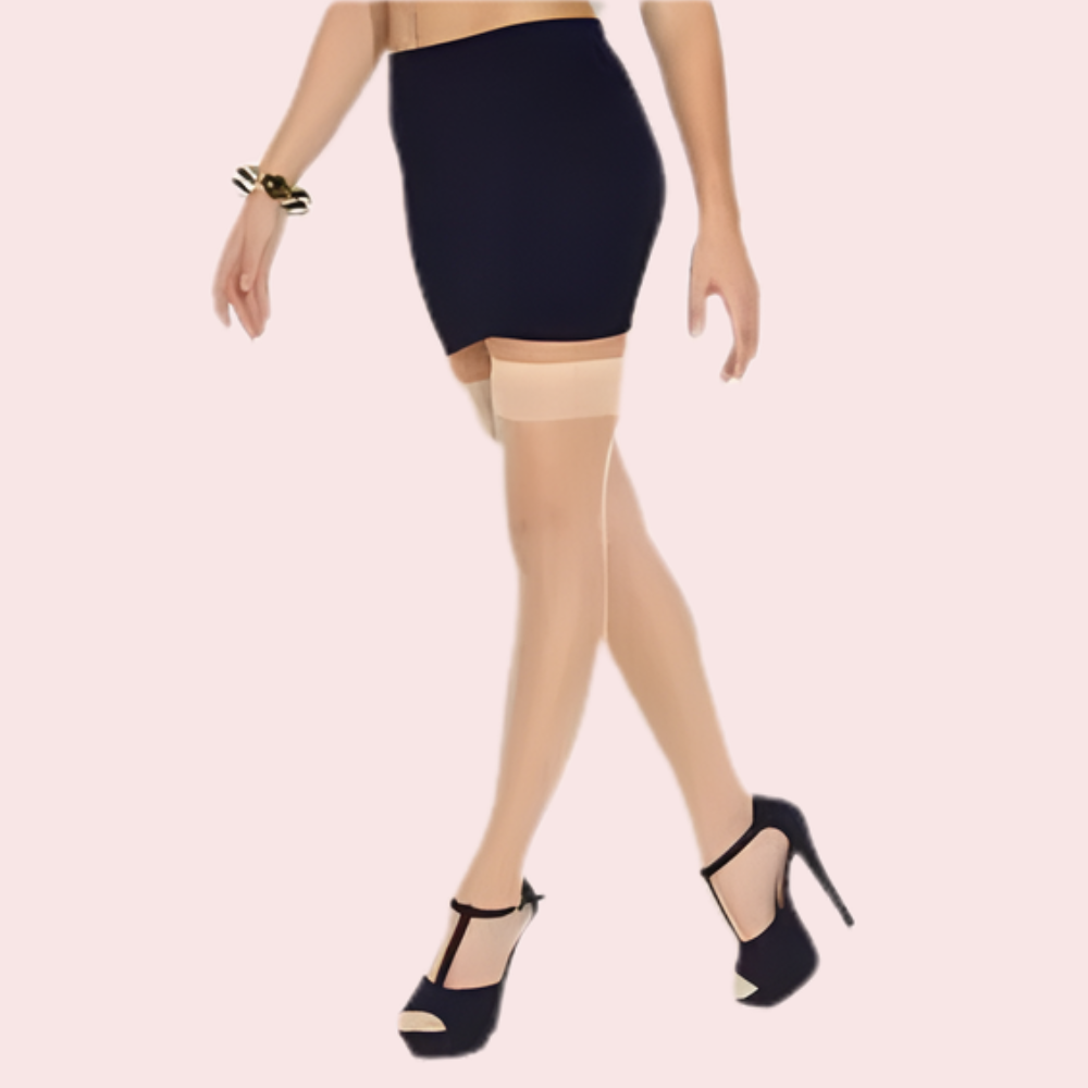 Elegant Sheer Thigh-High Stockings – Pack of 2 (Black &amp; Nude Combo)